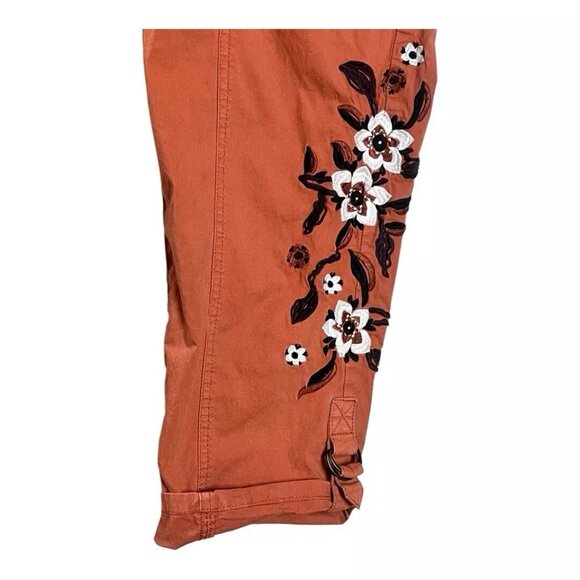 Soft Surroundings Cargo Pant S Everything Under The Sun Embroidered Roll Tab - Picture 5 of 11